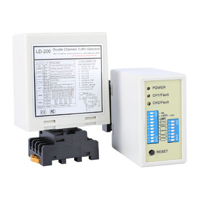 Detector de bucle vehicular LD-200 de doble canal con rango de 20-2000uh y alimentación de 110-240VAC para control de acceso de estacionamiento